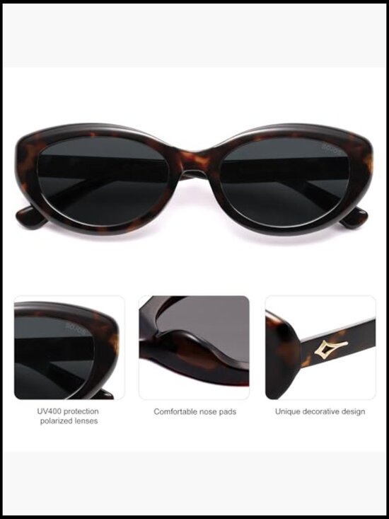 Trendy Oval Polarized Sunglasses Retro Small Cat Eye Plastic Frame main image 7